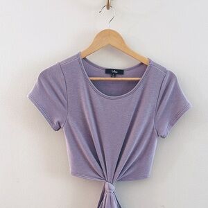Lulu’s Knotty but Nice Light Purple Knotted Cutout T-Shirt Mini Dress Lavendar